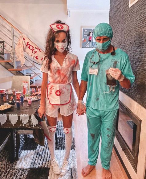 Cute Couples Halloween Costumes, Cute Couples Halloween, Scary Couples Costumes, Zombie Couple Costume, Doctor Halloween Costume, Doctor Halloween, Nurse Halloween Costume, Couples Halloween Costumes, Hot Halloween Outfits