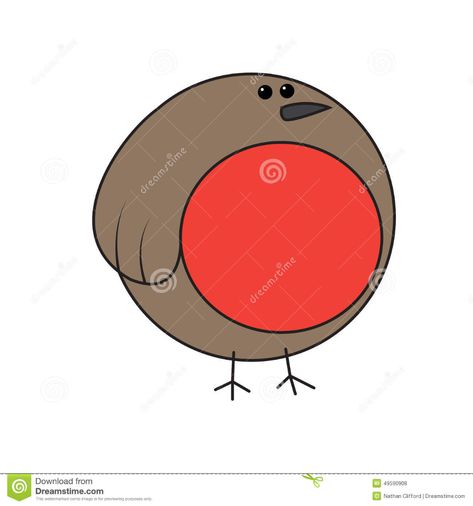 Robin Cartoon, Robin Illustration, Robin Drawing, Round Robin, Vector Clipart, Robins, Vector Stock, Orange Brown, Painted Rocks