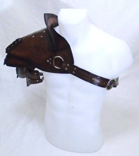 Single Brown Elongated Pauldron Build A Character, Armor Pieces, Medieval Outfit, Royal Guards, Dnd Oc, Art Examples, Jackdaw, Heroic Fantasy, Oc Design