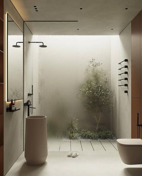 Biophilic Design Aesthetic, Bathroom Asthetic Picture, Biophilic Bathroom, Modern Contemporary Interior Design, Luxury Spa Bathroom, Living Area Design, Asthetic Picture, Bathroom Decor Luxury, Biophilic Design