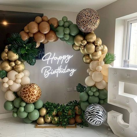 Birthday Balloon Garland, Decor Backdrop, Summer Forest, Jungle Tropical, Garland Arch, Safari Birthday, Arch Kit, Backdrop Decorations, Balloon Garland