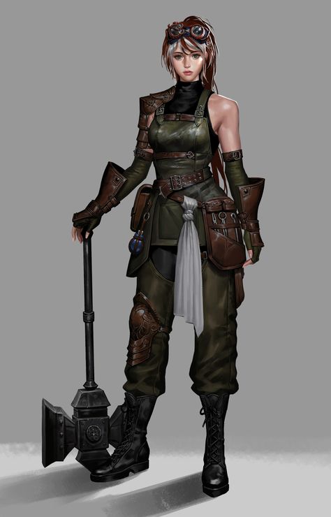 Mechanic Fashion, Steampunk Engineer, Steampunk Mechanic, Mechanic Clothes, Steampunk Character, Woman Mechanic, Character Design Girl, Female Character Concept, 다크 판타지