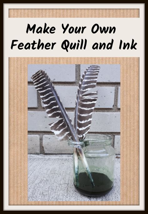 How To Make A Feather Pen, Paper Feather Crafts, Diy Quill Pen, Diy With Feathers, Turkey Feather Crafts, Cottagecore Activities, Harry Potter Quill, Quill Writing, Ink And Quill