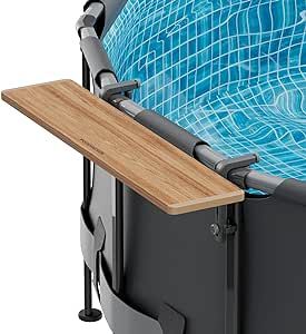 Above ground pool bar Above Ground Pool Table Diy, Above Ground Pool Bar, Poolside Table, Round Pools, Exercise Pool, Bar Wood, Swimming Pool Accessories, Round Pool, Swim Up Bar