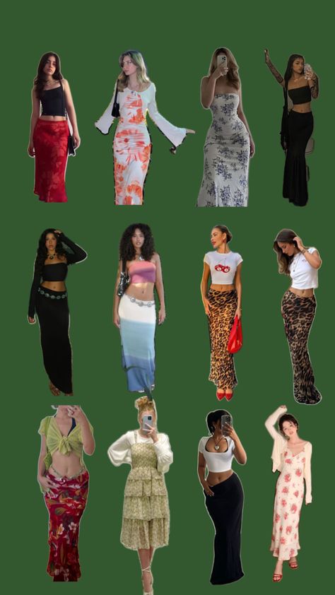 Maxi skirt, maxi dress, beach weather, outfit inspired, outfit inspo, two piece outfit, fashion Maxi Skirts Aesthetic, 90s Latina Fashion, Skirts Aesthetic, Skirt Aesthetic, Earthy Outfits, Skirts And Dresses, Latina Fashion, Causual Outfits, Swaggy Outfits