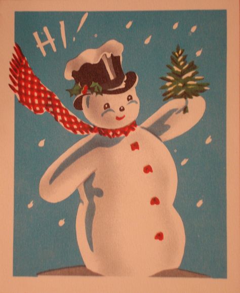 Retro Snowman, Vintage Holiday Cards, Vintage Snowman, Snowman Cards, Vintage Christmas Images, Christmas Graphics, Old Christmas, Old Fashioned Christmas, Christmas Past