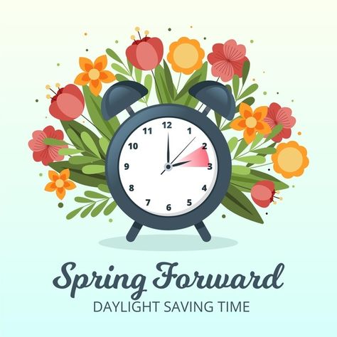 Day Light Savings Time Spring Forward, Spring Forward 2024, Time Change Spring Forward, Daylight Savings Time Spring, Sticker Pictures, Clocks Forward, Daylight Saving Time, Flower Clock, Time Change