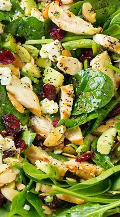 Avocado Spinach Salad, Salad Coleslaw, Healthy Lunch Salad, Spinach Salad With Chicken, Salad Recipes Healthy Lunch, Salad Recipes Lunch, Salad With Chicken, Resep Salad, Poppy Seed Dressing