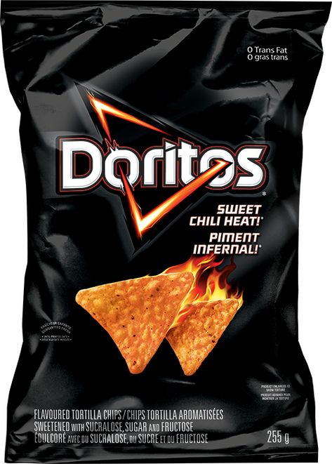 Enjoy a bold snacking experience with Doritos® Sweet Chili Heat!® flavoured tortilla chips. Savour the sweet bold crunch and wait for the heat to kick in. The sweet and savoury spiciness of these tortilla chips will delight your taste buds, making sharing with friends and family a must at your next party, or get-together. Doritos Sweet Chili, Sweet Chili Doritos, Doritos Recipes, Hot Chip, Food Png, Junk Food Snacks, Snack Chips, Sweet Chili, Tortilla Chips