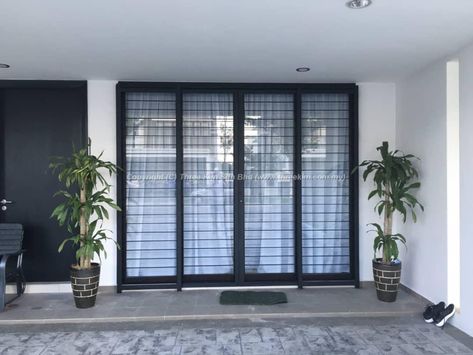 Sliding Door Grille Grilled Window Design, Grill Sliding Door Design, Sliding Door With Grills, Sliding Door Design Exterior, Sliding Door With Grills Design, Sliding Grill Door Design, Sliding Door Grill Design Modern, Grills Design Window, Sliding Door Grill Design