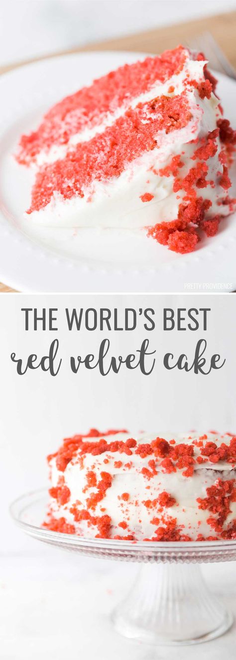 This is the best red velvet cake I have ever had. So dang moist and delicious, you'll never make a red velvet box mix again! Easy Red Velvet Cake Recipe, Best Red Velvet Cake Recipe, Easy Red Velvet Cake, Best Red Velvet Cake, Easy Red Velvet, Red Velvet Cake Recipe, Velvet Cake Recipes, Red Cake, Cookie Cake Recipe