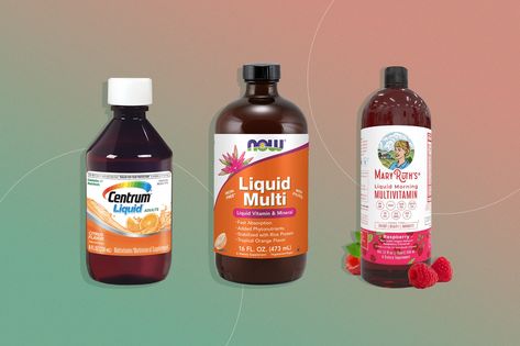 A dietitian picks the best liquid multivitamins out there for men, women, children, older adults and vegetarians. Plus, learn what to know before you buy. Liquid Multivitamin For Women, Liquid Vitamins For Women, Multivitamins For Women, Centrum Multivitamin, Good Multivitamin For Women, Vitamins D, Liquid Multivitamin, Revenge Body, Healthier Habits