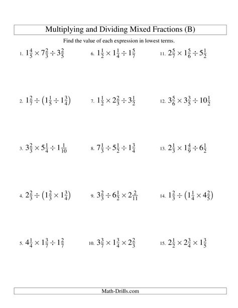 The Multiplying and Dividing Mixed Fractions with Three Terms (B) Math Worksheet from the Fractions Worksheets Page at Math-Drills.com. Dividing Mixed Fractions, Christmas Multiplication Worksheets, Mixed Fractions Worksheets, Fraction Addition, Free Fraction Worksheets, Dividing Fractions Worksheets, Free Printable Multiplication Worksheets, Christmas Multiplication, Scientific Notation Worksheet