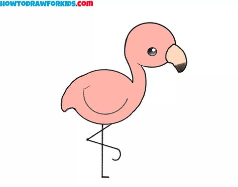 How to Draw a Flamingo for Kindergarten - Easy Drawing Tutorial For Kids Flamingo Drawing Simple, Draw A Flamingo, Flamingo Drawing, Legs Drawing, Drawing Methods, Drawing Legs, Sketching Tips, Draw Animals, Easy Drawing Tutorial