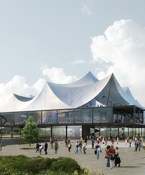 clement blanchet architecture designs contemporary circus for paris metropolitan area Amphitheater Architecture, Membrane Structure, Roof Maintenance, Roof Architecture, Museum Architecture, Roof Design, Concept Architecture, Architecture Project, Architecture Model