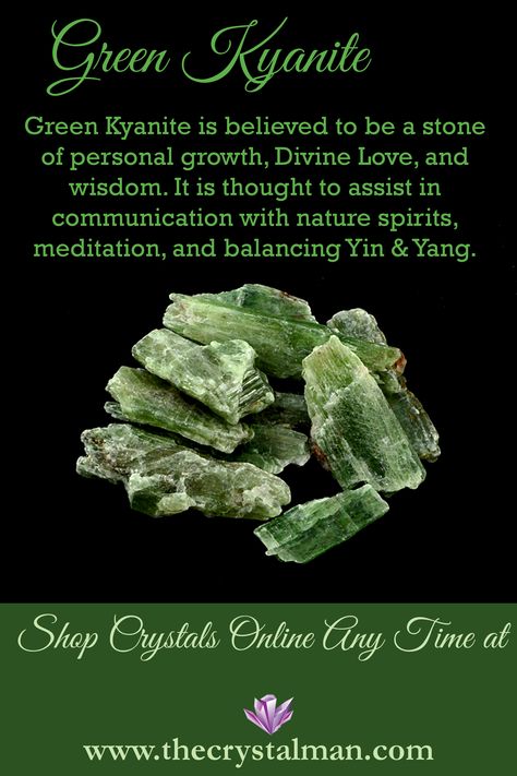 Crystal Healing Chart, Green Kyanite, Wholesale Crystals, Crystal Guide, Crystals Healing Properties, Raw Crystals, Spiritual Crystals, Gemstone Meanings, Crystal Therapy