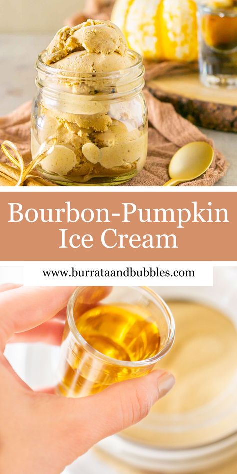 Best Fall Desserts, Fall Ice Cream, Pumpkin Ice Cream Recipe, Bourbon Ice Cream, Love Hands, Pumpkin Ale, Pumpkin Ice Cream, Boozy Desserts, Homemade Ice Cream Recipes