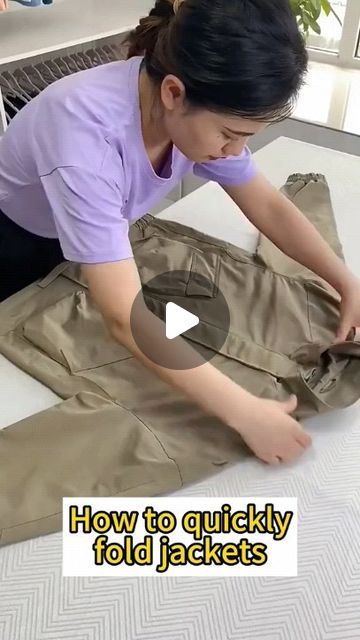 How To Folding on Instagram: "How to fold jackets😆#foldingclothes #jacket #storage #howtofold #tips #fyp" How To Fold A Jacket For Travel, Folding Jackets To Save Space, How To Fold A Jacket, How To Fold Jackets To Save Space, Jacket Folding Hack, Folding Jackets, Fold Jacket, How To Fold Sweaters, Jacket Storage