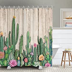 Southwest Shower Curtain, Cactus Shower Curtain, Tropical Desert, Cortinas Boho, Wooden Barn Doors, Kids Bathroom Accessories, Desert Style, Personalized Shower Curtain, Shower Curtain Sizes