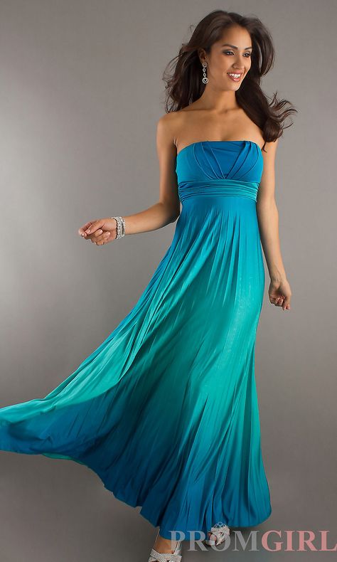 Theme: Under the Sea. Blue/Turquoise ombre dress. (I have a dress like this, more dark green than blue) Hmm...save money? Why, Yes. Blue Long Gown, Braids Maid Dresses, Ombre Bridesmaid Dresses, Blue Pleated Dress, Blue Color Dress, Renew Vows, Turquoise Bridesmaid, Turquoise Bridesmaid Dresses, Sea Blue Color