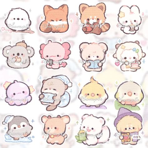 How To Draw Cute Chibi Animals, Chibi Animal Art, Chibi Animal Drawings, Kawaii Doodles Animals, Cute Animal Chibi, Cute Chibi Animals, Animal Chibi, Chibi Animals, Panda Stickers