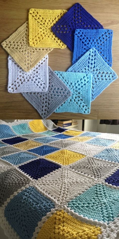 Cluster Granny Square Crochet Afghan Ideas - Pattern Center Modern Crochet Squares, Cross Granny Square, Modern Granny Square, Quick Crochet Blanket, Motifs Afghans, 2024 Crochet, Crochet Blanket Diy, Motifs Granny Square, Crochet Granny Square Tutorial