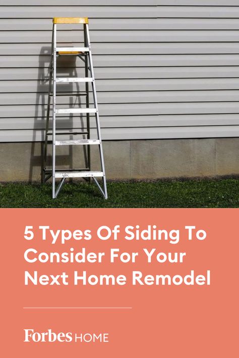 The type of siding you choose to install on your house is a big decision, and it’s often a difficult one considering there are numerous options to choose from. #forbeshome breaks down the 5 types of siding to consider for your home remodel. #siding #sidingcolors #sidingchoices #vinylsiding #woodsiding #metalsiding #fibercementsiding #bricksiding Siding Types, Different Types Of Siding For Houses, Types Of House Siding, Types Of Siding For Houses, House Siding Options, Siding Choices, Types Of Siding, Brick Siding, Fiber Cement Siding