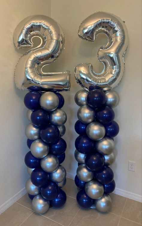 Graduation Balloon Column | Graduation Decor | Blue and Silver Balloon | Foil Number Balloon | Blue White Silver Graduation Decor, Blue Black And White Party Decorations, Navy And Silver Party Decor, Blue And White Graduation Party Ideas Table Decorations, Blue And Silver Bday Decor, Royal Blue And Silver Graduation Party, Graduation Party Ideas Blue And Silver, Blue And Silver Graduation Decorations, Royal Blue Black And Silver Decorations