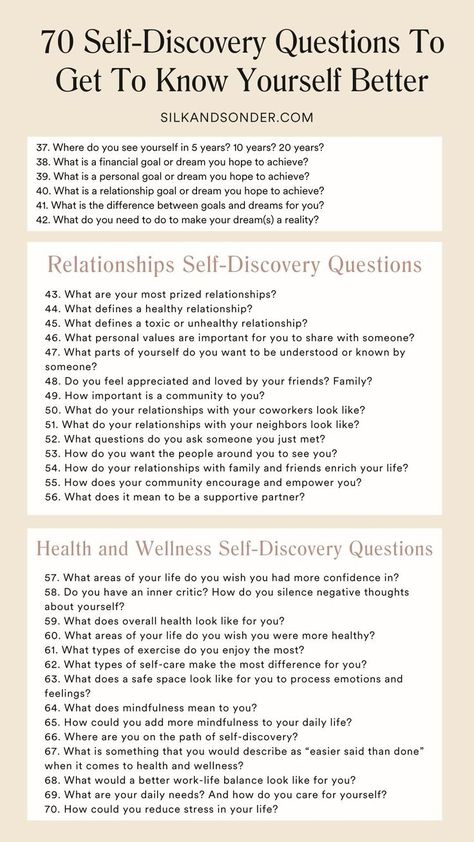 How well do you know yourself? These self-discovery questions are designed to help you wherever you’re at on your self-exploration journey. And we’ve divided them into categories based on different aspects of identity. Self Discovery Questions, Deep Conversation Starters, Mindfulness Journal Prompts, Get To Know Yourself, Deep Conversation, Living In The Present, Journal Questions, Journal Inspiration Writing, Healing Journaling