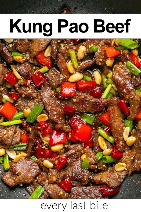 Kung Pao Beef Beef Kung Pao, Kung Pao Ground Beef, Kung Pao Beef Recipe, Easy Korean Beef Bowl Recipe, Chinese Eggplant With Ground Beef, Szechuan Noodles With Spicy Beef Sauce, Kung Pao Beef, Kung Pao Recipe, Macro Dinner