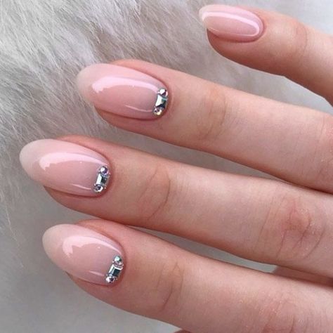 Stone Nail Art, Nude Nail, Nails Design With Rhinestones, Nails Prom, Gem Nails, Nail Art Rhinestones, Nail Designs Glitter, Simple Nail Designs, Bridal Nails