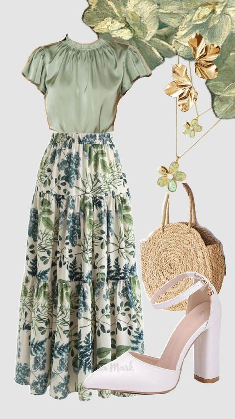 #churchoutfit #sweater #skirt #longskirt #beauty #spring #summer #sagegreen #greenaesthetic #outfit #modestfashion #easter #earthy #ootd Lady's Outfits, Sage Skirt, Modest Christian Clothing, Modest Church Outfits, Modest Woman, Convention Outfits, Skirt Ootd, Church Fits, Casual Party Outfit