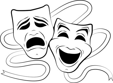 Image result for theatre masks silhouette Theater Mask Tattoo, Theatre Faces, Comedy Tragedy Masks, Laugh Now Cry Later, Drama Masks, Tragedy Mask, Mask Drawing, Theatre Masks, Chicano Drawings