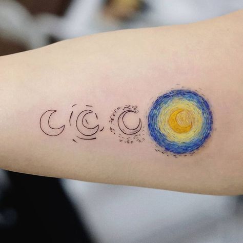 Starry Night Tattoo, Istanbul Tattoo, Van Gogh Tattoo, Night Tattoo, Our Mindful Life, Tattoos Inspo, M Tattoos, Moon Tattoos, Tattoo Board