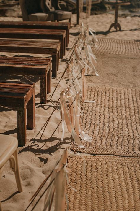 45 Beautiful Wedding Aisle Markers for Your Ceremony | Junebug Weddings Jute Rug Aisle Runner Wedding, Beach Wedding Carpet, Wedding Aisle Decorations Beach, Beach Aisle Decorations, Beach Wedding Aisle Ideas, Beach Ceremony Aisle, Beach Wedding Aisle Decor, Wedding Aisle Markers, Beach Wedding Ceremony Decor