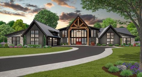 Lodge House Plans, Barndo Ideas, House Plans One Story, Lake House Plans, Bedrooms Decor, One Story Homes, Family House Plans, Ranch House Plans, Craftsman House Plans