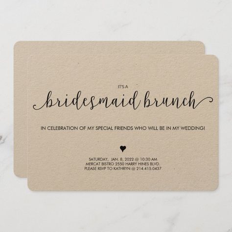 Bridesmaid Brunch Invitation - Kraft | Zazzle.com Bridesmaid Brunch Invitations, Beach Bridal Shower Invitations, Tea Bridal Shower Invitations, Bridal Luncheon Invitations, Bridesmaid Brunch, Fiesta Bridal Shower Invitations, Rustic Bridesmaids, Fiesta Bridal Shower, Rustic Bridal Shower Invitations