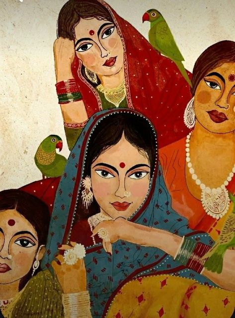 Aesthetic Wall Arts, Themes In Art, Traditional Indian Women Painting, Mother Love Painting, Aesthetic Wall Paintings, Painting In Wall, Aesthic Paintings, Painting My Wall, Wall Painting Aesthetic