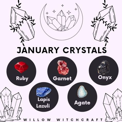 January Correspondence, January Witchcraft, January Witch, January Magick, Witchy Knowledge, Magickal Correspondences, Alter Ideas, Chakras Healing, Crystal Work