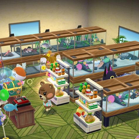 Acnh Business Ideas, Acnh Aquarium Ideas, Acnh Science Area, Acnh Washing Area, Fish Shop Animal Crossing, Acnh Aquarium, Acnh Aquarium Room, Animal Crossing Aquarium, Acnh Fish Stall Code