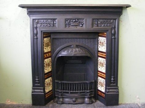 Decorated Fireplaces, Victorian Fireplace Ideas, Fireplace Victorian, Victorian Fireplace Mantels, Brick Fireplace Mantles, Black Fireplace Surround, Victorian Fireplaces, Gothic Fireplace, Tiles Bedroom