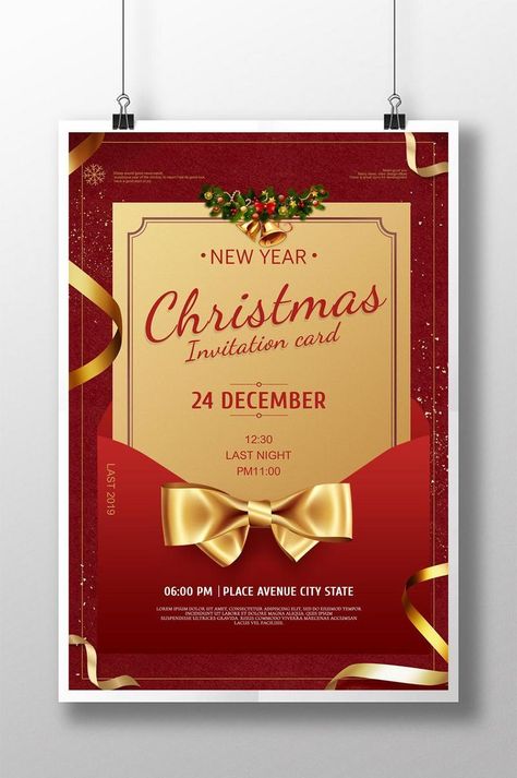 Ideas Cena, Christmas Card Invitation, Red Christmas Party, Christmas Banquet, Invitation Card Format, Christmas Invitation Card, Halloween Party Night, Science Club, Christmas Flyer