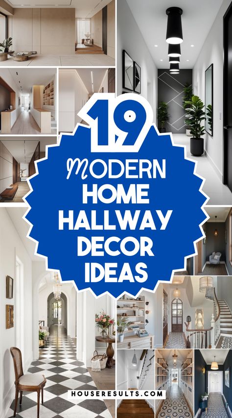 Create a stylish and functional hallway with modern decor ideas! 🏡💡 Whether you prefer minimalist design or bold accents, this collection has something for every taste. Perfect for any home! Don’t forget to save this pin for your next home design project! 📌🌟 Decorating Upstairs Hallway, Interesting Hallway Ideas, Front Hallway Decorating, Large Hallway Decor, House Hallway Decor, Narrow Hallway Ideas Entryway, Hallways Ideas Entrance, Style A Hallway, Small Hallway Design