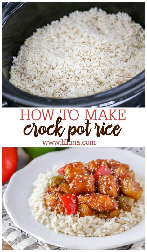 No need for a rice cooker when you have a crock pot in your cupboard! Follow our recipe for crock pot rice—it's the easiest method! #crockpotrice #rice #crockpot #slowcooker #whiterice Crock Pot Rice, Rice Crockpot, Rice In Crockpot, Cook Rice, Cooking White Rice, Crockpot Dishes, How To Cook Rice, Crockpot Recipes Slow Cooker, Crock Pot Cooking