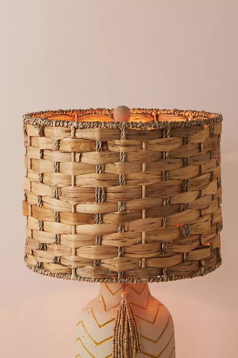 Woven Water Hyacinth Lamp Shade | Anthropologie Wicker Lamp Shade, Wood Lamp Shade, Diy Lamp Shade, Water Hyacinth, Painted Table, Unique Lamps, Diy Lamp, Spring Home, Unique Lighting