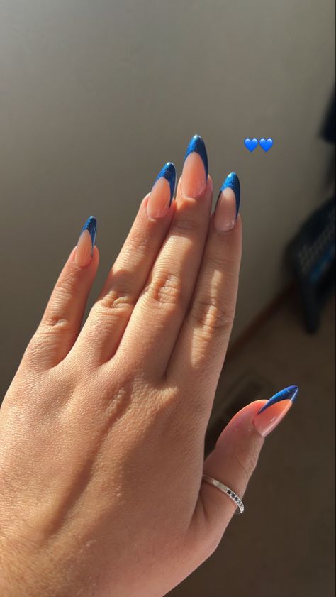 Trending Acrylic Nails 2023 Summer, Nails Idee Summer, Royal Blue Nails Prom, Royal Blue Almond Nails, Nails Azul, Azul Nails, Blue Chrome, Bling Acrylic Nails, Classy Nails