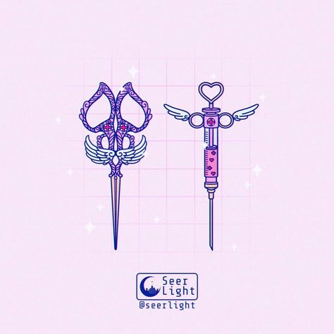 Doodle 124 'Mahou Medic Kit' ✨💉✨ For all your magical girl emergencies ! Contains: Mahou scissors, love syringe, and rose garden gauze.💕 🌟… Syringe Drawing, Menhera Aesthetic, Digital Doodles, Blue Nose Friends, Artwork Inspiration, Fantasy Props, Yami Kawaii, Website Illustration, 1 Tattoo