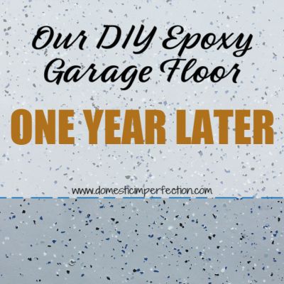 Domestic Imperfection - DIY and Home Decor Epoxy Gym Floor, How To Epoxy Garage Floor, Epoxy Flooring Garage, Garage Makeover Floor, Shop Floor Ideas, Garage Floor Paint Ideas, Garage Tile Floor Ideas, Epoxy Garage Floor Colors, Rustoleum Garage Floor Epoxy