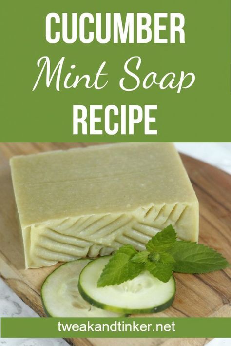 Mint Soap Recipe, Cucumber Soap, Mint Soap, Easy Soap Recipes, Diy Soap Recipe, Mint Essential Oil, Fresh Cucumber, Handmade Soap Recipes, Cold Process Soap Recipes