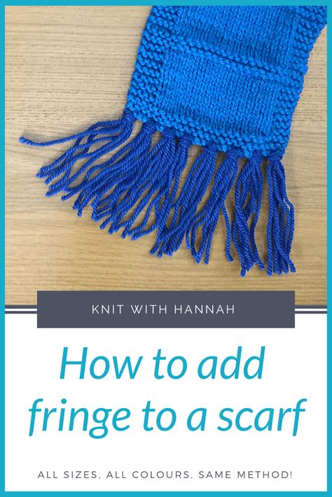 How To Add Fringe To A Scarf Sometimes your scarf needs a little something extra. And that's what you can add with this video tutorial. We'll be finishing your scarf with a flourish and a fringe! I'll show you lots of options too, more colours, same colours, more fringe, thinner fringe, all sorts! How To Make Fringe On A Scarf, How To Add Fringe To A Scarf, How To Add Tassels To A Scarf, How To Crochet A Scarf, Types Of Knitting, Crochet A Scarf, Types Of Knitting Stitches, How To Make Tassels, Beginner Knitting